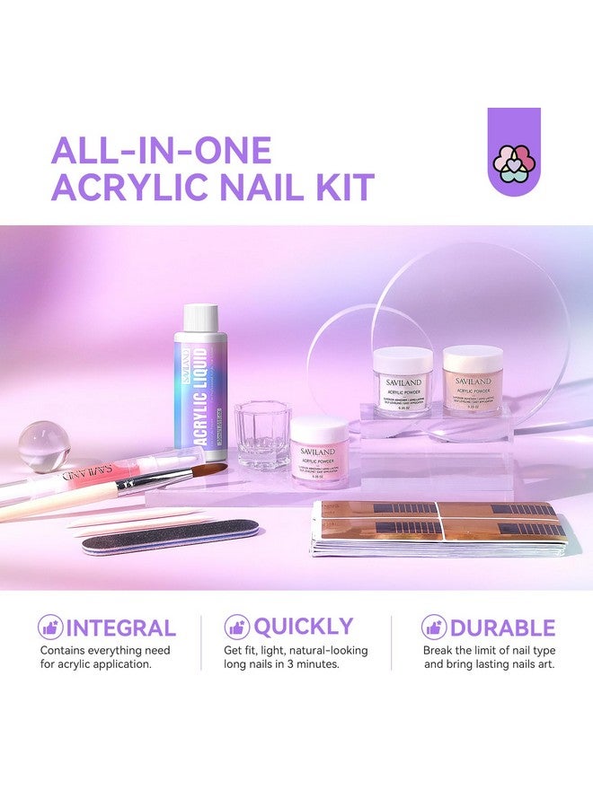 Acrylic Nail Kit: Easy Acrylic Kit Beginner Set Clearnudepink Acrylic Powder And Liquid Monomer Set Acrylic Nail Brush Cuticle Oil Nail Care Diy Acrylic Nail Art French Sculpture Set