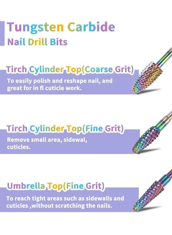 Nail Drill Bits 17Pcs Tungsten Carbide Drill Bit Set Professional 332'' Nail Bits For Nail Drill Efile Acrylic Nails Manicure Pedicure Home Salon Nail Art Supplies