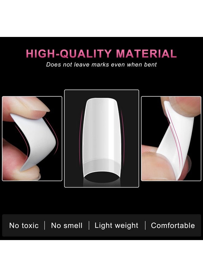 White Nail Tips500Pcs French Tip Press On Fake Nails Half Square False Nails For Acrylic Nails