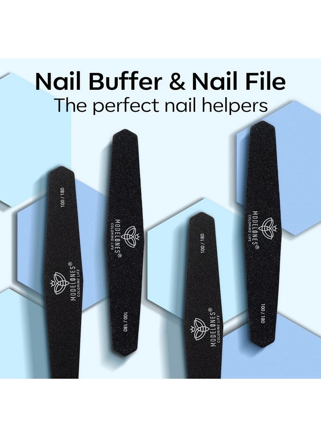 8Pcs Nail File And Buffer Set Professional Double Sided 100180 Grit Gel Nail File Set Manicure File For Acrylic And Natural Nails Nail Care Kit Tool Nail Supplies For Home And Salon Use