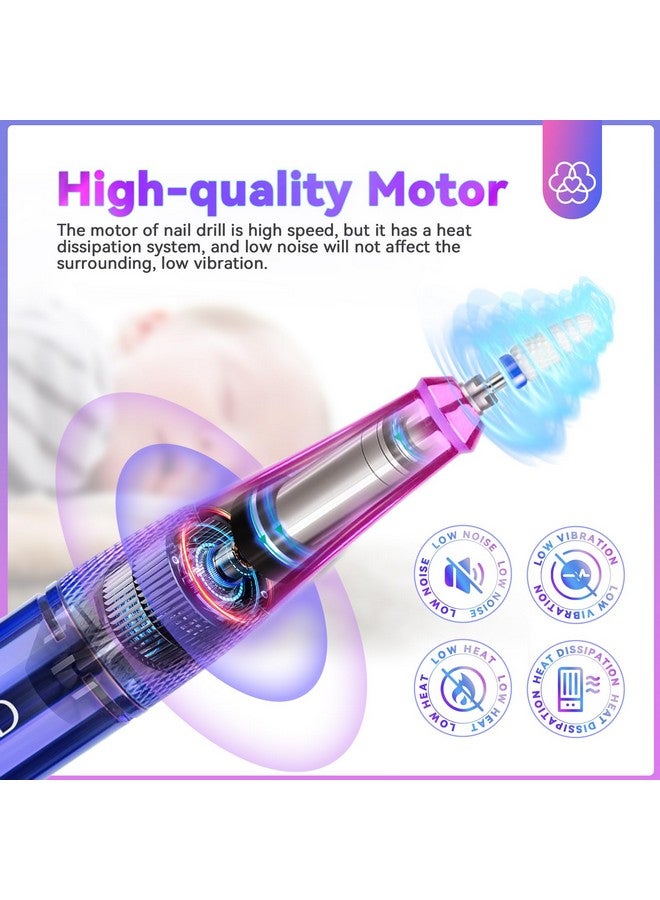 Portable Electric Nail Drill Pro 35000Rpm Electric Nail File Nail Drills For Acrylic Nails Professional With Drill Bits Manicure Pedicure Supplies Use Nail Art For Home Diy Salon Use