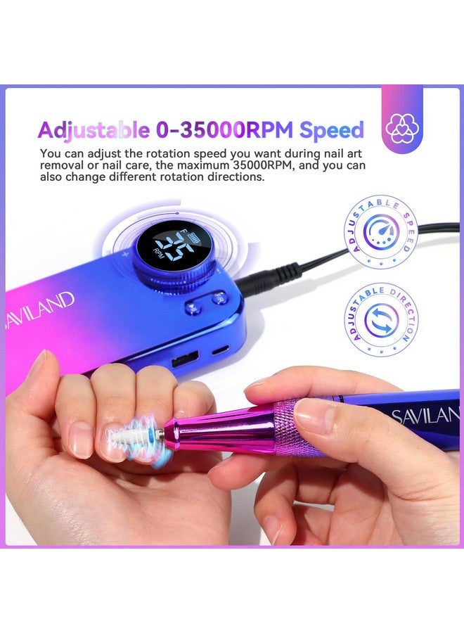 Portable Electric Nail Drill Pro 35000Rpm Electric Nail File Nail Drills For Acrylic Nails Professional With Drill Bits Manicure Pedicure Supplies Use Nail Art For Home Diy Salon Use