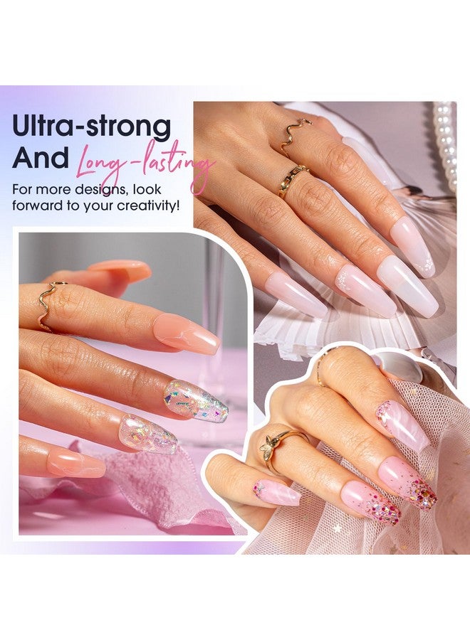 Poly Nail Gel Kit With U V Light 20 Colors Clear Natural Pink Poly Nail Gel Starter Kit Glitter Pink Poly Nail Gel Kit With Tools For French Nail Art Diy