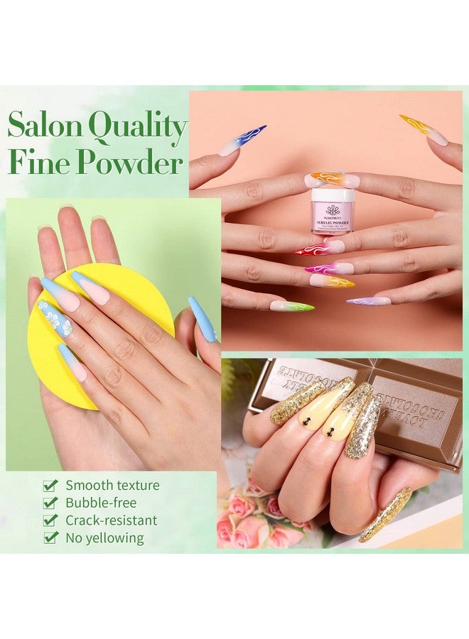 Acrylic Powder Set 36 Colors Acrylic Nail Powder Nude Pink Blue Yellow Purple Red Glitter Professional Polymer 3D Acrylic Nail Art Kit For French Nail Extension All Seasons Nail Carving