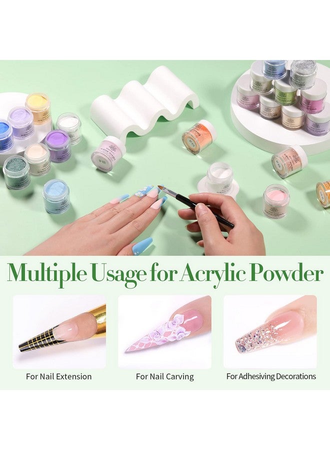 Acrylic Powder Set 36 Colors Acrylic Nail Powder Nude Pink Blue Yellow Purple Red Glitter Professional Polymer 3D Acrylic Nail Art Kit For French Nail Extension All Seasons Nail Carving