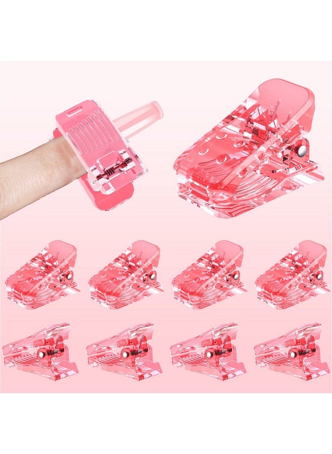 10Pcs Nail Tip Clips, Nail Clips For Poly Nail Gel, Nail Extension Gel Quick Building Nail Tips Clip For Dip Powder Nail Kit False Nail Tips And Dual Forms Manicure Nail Art Tools, Pink