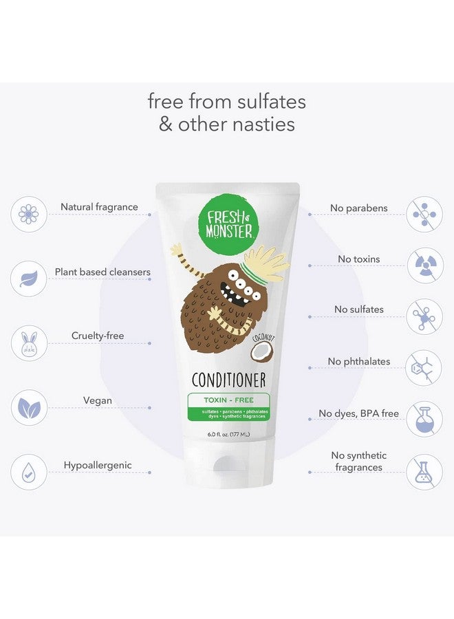 Kids Hair Conditioner Toxinfree Hypoallergenic & Natural Hair Conditioner For Kids Coconut (2 Pack 6Ozeach)