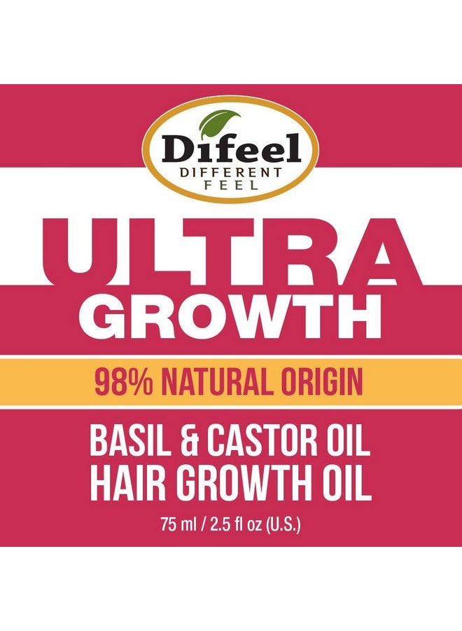 Ultra Hair Growth Oil Infused With Basil And Castor Oil 2.5 Ounce (2Pack)