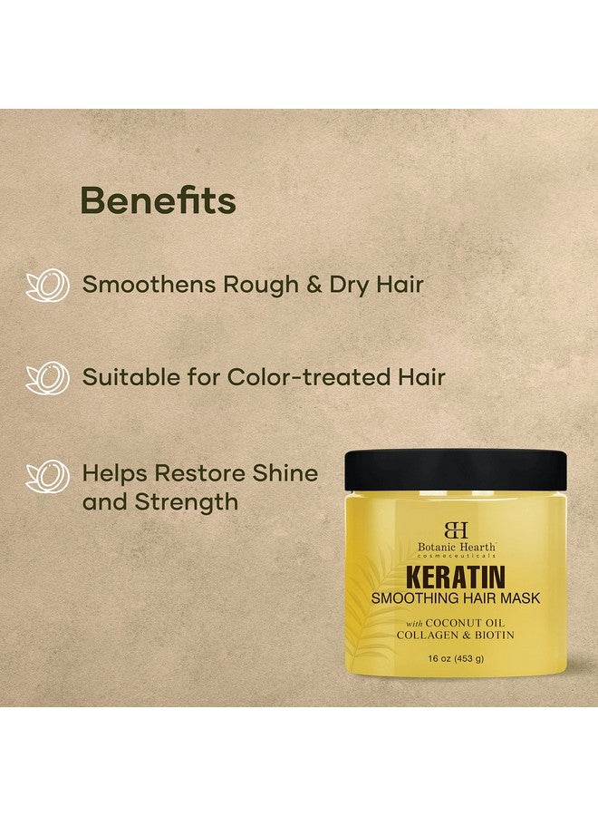 Keratin Hair Mask Biotin Collagen & Coconut Oil For Dry Damaged Treated Hair Restore Repair Smoothing Conditioning & Strengthen All Hair Types For Men & Women 16 Oz