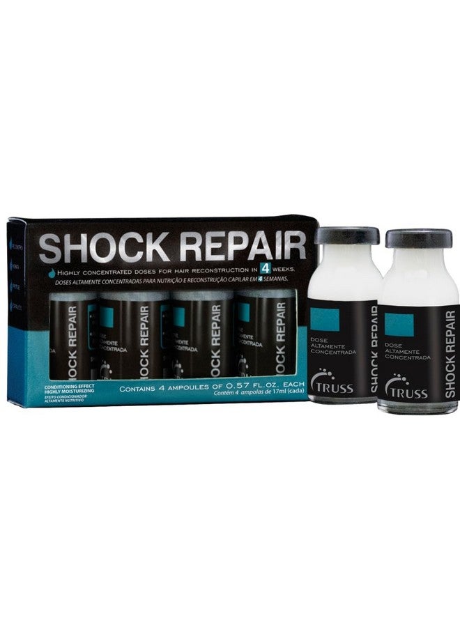 Shock Repair Damaged Hair Treatment Serum For Weekly Reconstruction + Ongoing Hair Repair With Highly Concentrated Ampoules For Prime Hydration + Strength (4 Week Supply)