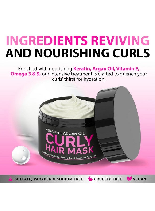 Curly Hair Mask Deep Conditioner Curly Hair Treatment Natural Argan & Keratin Hair Treatment Mask Repair Hydrating Moisturizer For Damaged Dry Wavy & Hair Mask Curly Hair Products