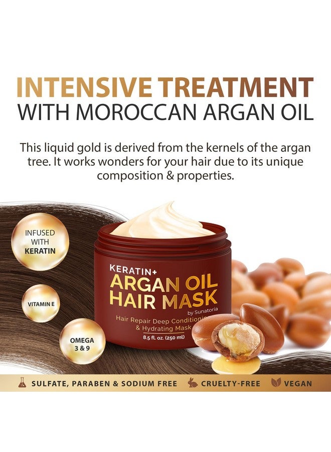 New Argan Oil Hair Mask With Keratin Hair Conditioner For Dry, Damaged, Frizzy Hair & Split Ends Hair Treatment Serum For Hair Repair & Hydrating Hair Moisturizer