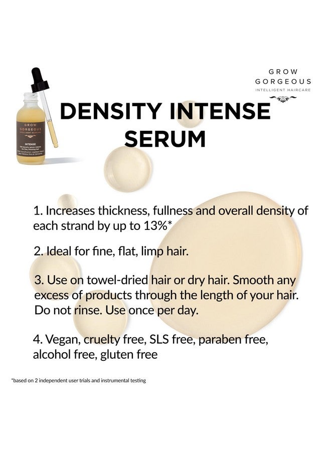 Density Serum Intense Vegan Hair Serum With Caffeine Red Clover And Peptides For Thinning Hair And Hair Loss. Cruelty Free Hair Growth Serum 1 Fl Oz
