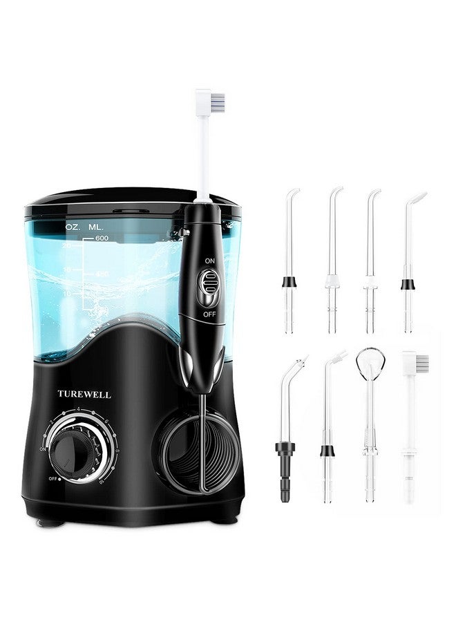 Fc162 Water Flosser, Dental Oral Irrigator10 Adjustable Pressure Settings, Electric Water Pick, 8 Replaceable Jet Tips For Whole Families 600Ml(Black)