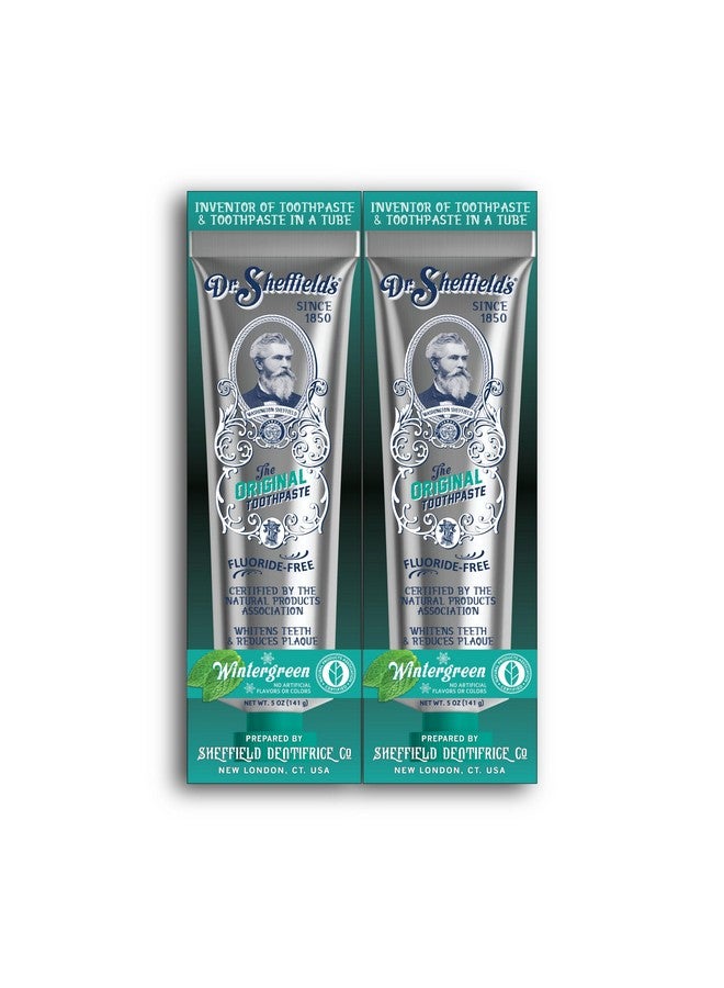 Dr. Sheffield’S Certified Natural Toothpaste (Wintergreen) Great Tasting, Fluoride Free Toothpaste/Freshen Your Breath, Whiten Your Teeth, Reduce Plaque (2Pack)