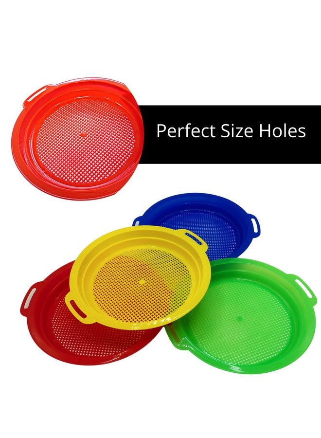 Large Sand Sifter For Sandbox Beach 4 Pack Sand Sifter For Shark Teeth Rock Plastic Beach Toys Sand Toys For Sandbox Kids & Toddlers