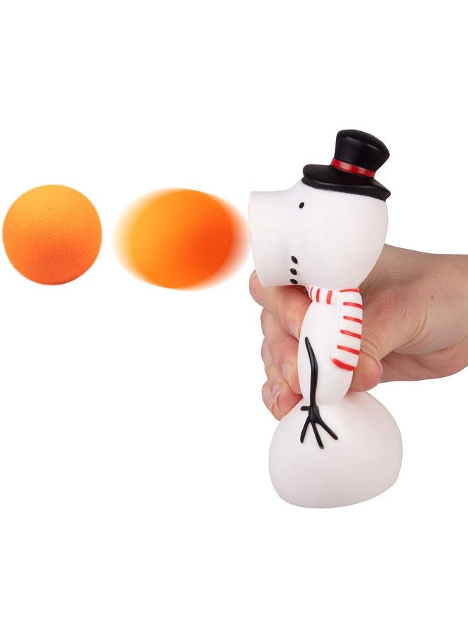 Snowman Popper Toy Squeeze & Shoot Foam Balls Up To 20Ft Winter Snow Gift For Kids Boys & Girls