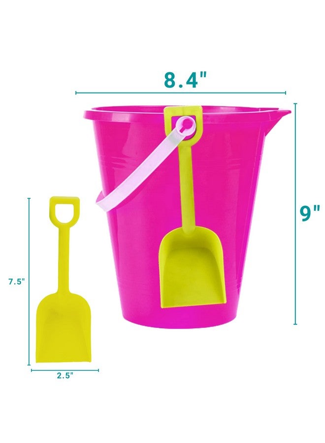 9 Large Sand Bucket With Shovel [12 Pack Bulk] Beach Buckets Beach Toys For Kids & Toddlers Party Favors Holders