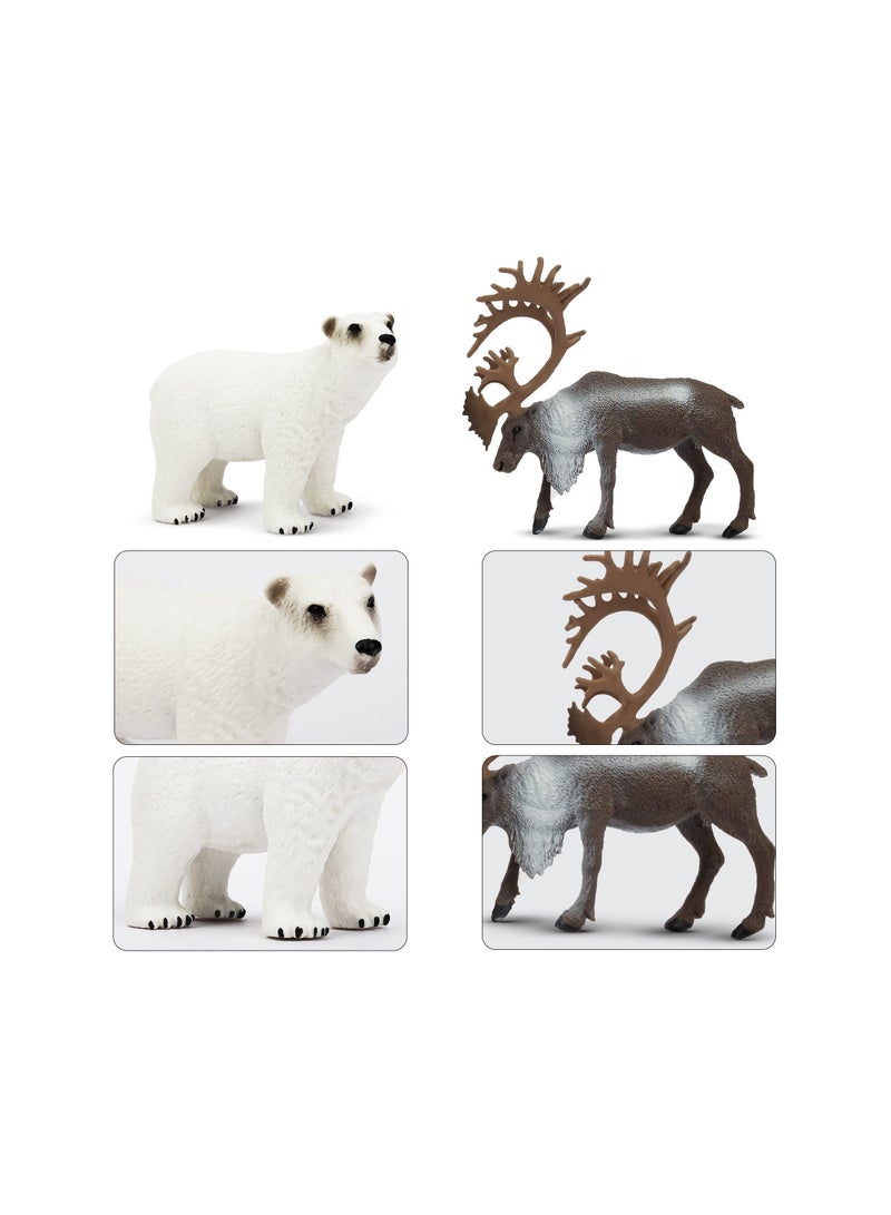 10Pcs Realistic Polar Animal Figurines Plastic Arctic Set Includes Bear Caribou Whales Walrus Cake Toppers Birthday Toy Gift for Kids Toddlers