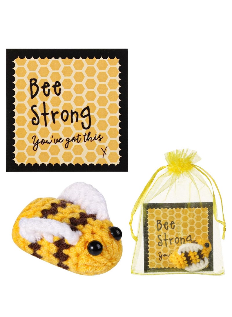 Pocket Bee Positive Knitted Doll, Funny Positive Affirmation Card Positive Crochet Potato, Creative Cute Wool Inspirational Crochet Doll Encouragement Gift for Kids Friends Home Party Birthday Gift