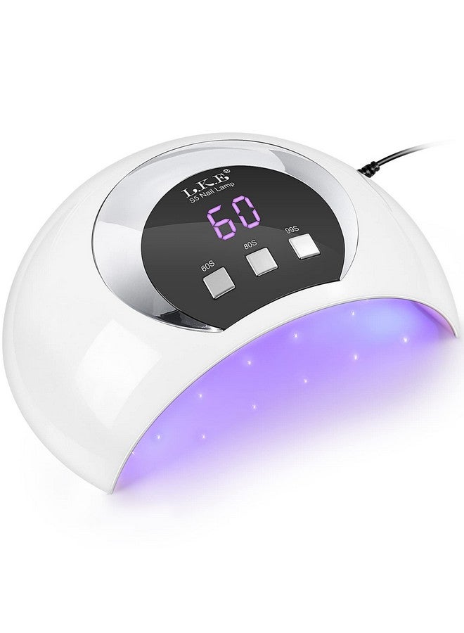 Uv Led Nail Lamp 54W Uv Light For Gel Nails With Automatic Sensor3 Timer Setting Professional Nail Dryer Gel Polish Curing Lamp Nail Art Tools (White) (54 Watts)