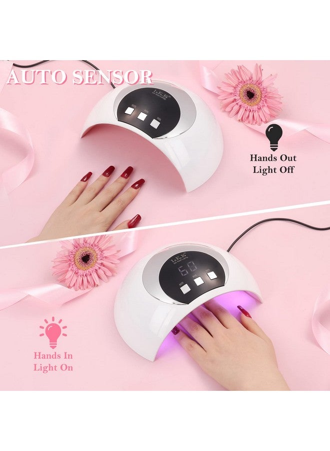 Uv Led Nail Lamp 54W Uv Light For Gel Nails With Automatic Sensor3 Timer Setting Professional Nail Dryer Gel Polish Curing Lamp Nail Art Tools (White) (54 Watts)