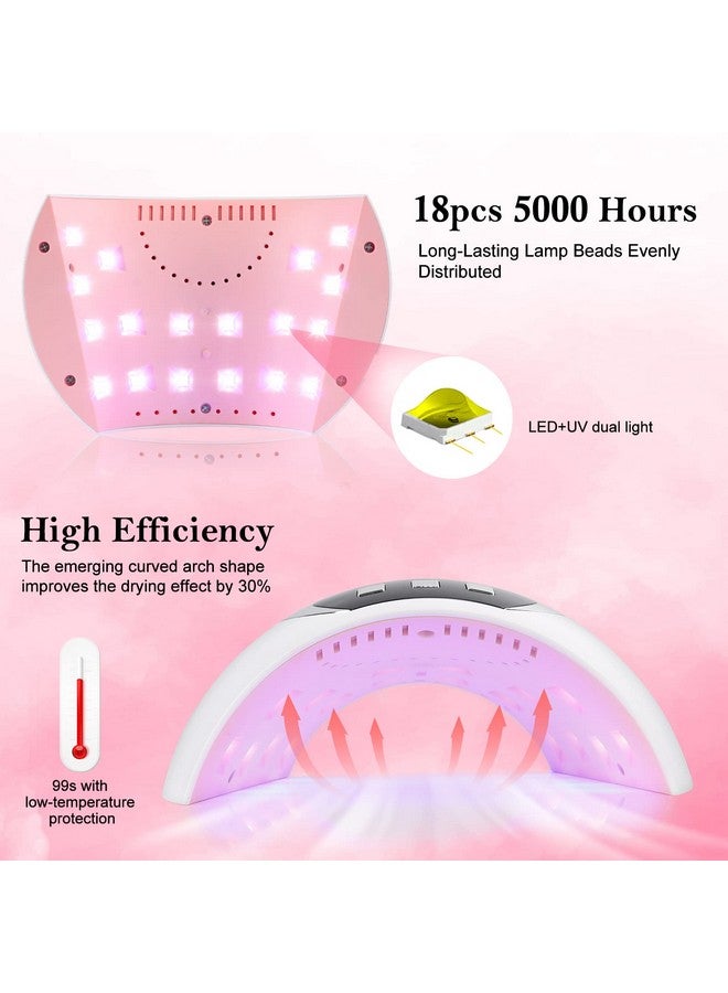 Uv Led Nail Lamp 54W Uv Light For Gel Nails With Automatic Sensor3 Timer Setting Professional Nail Dryer Gel Polish Curing Lamp Nail Art Tools (White) (54 Watts)