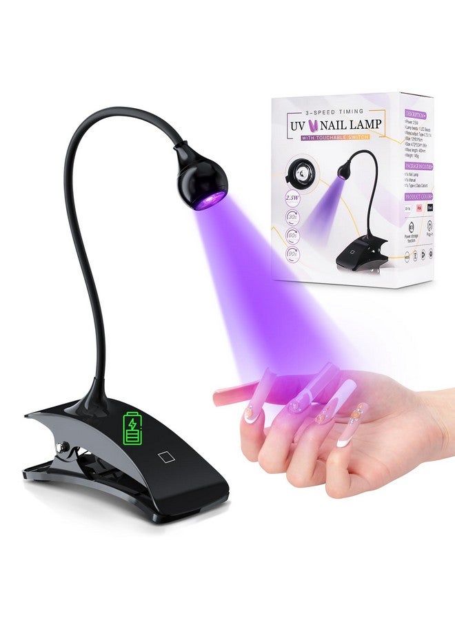 Uv Lamp For Gel Nails Gooseneck Uv Light For Nails Touch Uv Lamp For Nails Rechargeable & Typec Uv Nail Lamp With Black Clamp Gel X Nail Lamp And Flash Cure Light For Nails Mini Uv Light