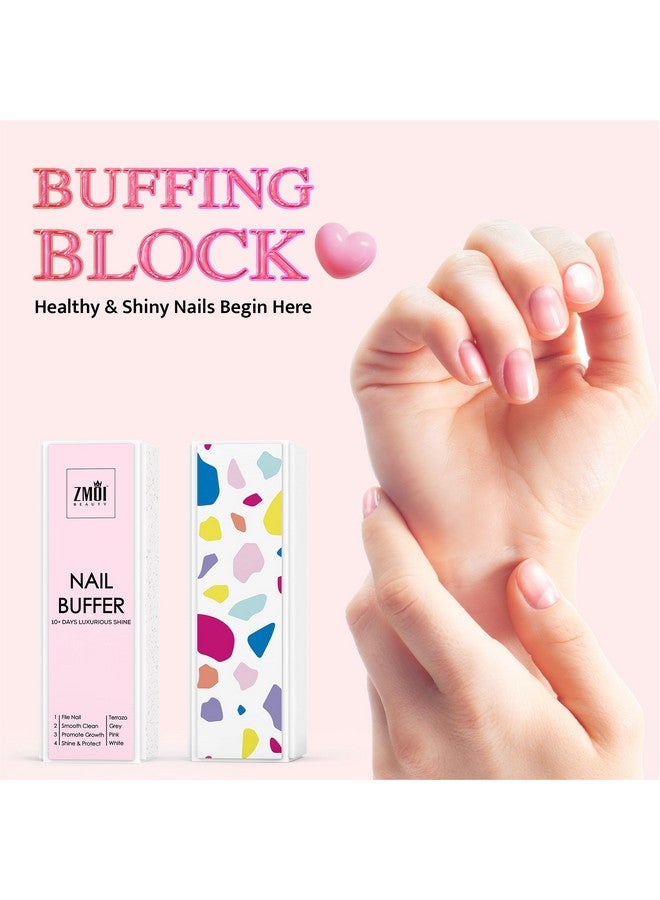 Pro Nail Buffer Block 2 Pack Luxurious Shine Korean 4Way Nail Buffing Block Pink Natural Shine Nails Manicurepedicure Tools For Home And Salon