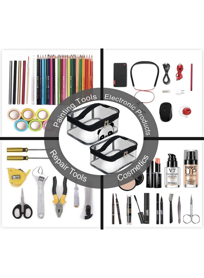 2Set Multipurpose Transparent Travel Pouch For Small Stuff Carry Makeup Kit Bag Cosmetic Storage Pouch For Women Makeup Organizer Bag Shaving Kit Toiletry Bag For Men (23.5X15.5X10 Cm)