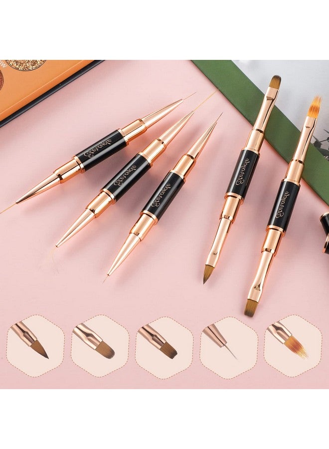 Doubleended Acrylic Nail Art Brushes Set Gel Polish Nail Art Design Pen Painting Tools Nail Art Liner Brush And Nail Dotting Pen For Acrylic Application Salon At Home Diy Manicure