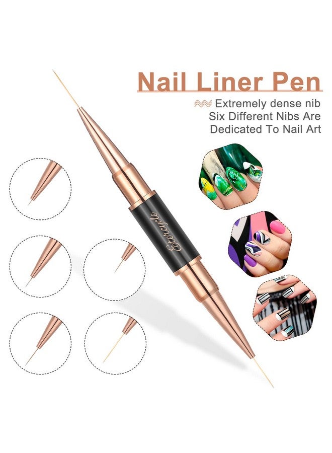 Doubleended Acrylic Nail Art Brushes Set Gel Polish Nail Art Design Pen Painting Tools Nail Art Liner Brush And Nail Dotting Pen For Acrylic Application Salon At Home Diy Manicure