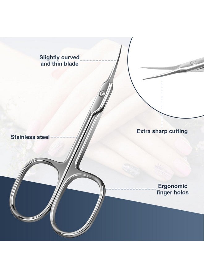 Cuticle Scissors Extra Fine Curved Blade Super Slim Manicure Scissors For Cuticles Professional Small Scissors With Precise Pointed Tip Grooming Blades Eyebrow Eyelash And Dry Skin