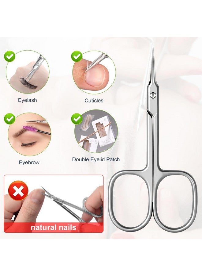 Cuticle Scissors Extra Fine Curved Blade Super Slim Manicure Scissors For Cuticles Professional Small Scissors With Precise Pointed Tip Grooming Blades Eyebrow Eyelash And Dry Skin