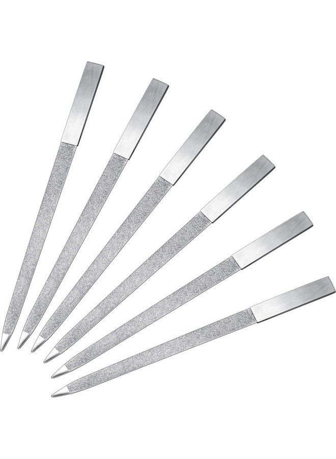 6 Pieces Diamond Nail File Stainless Steel Double Side Nail File Metal File Buffer Fingernails Toenails Manicure Files For Salon And Home