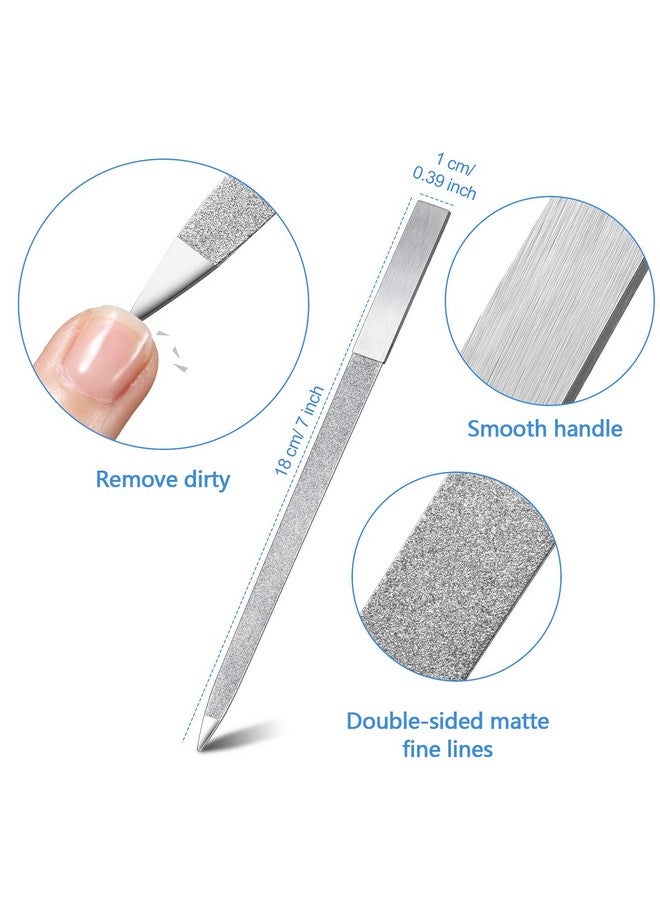 6 Pieces Diamond Nail File Stainless Steel Double Side Nail File Metal File Buffer Fingernails Toenails Manicure Files For Salon And Home