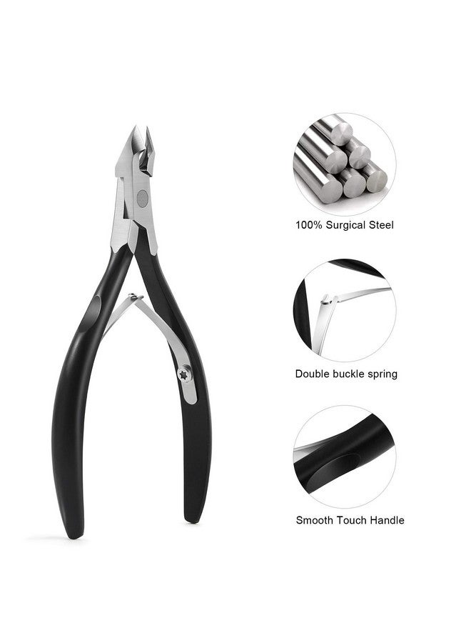 Cuticle Clipper Professional Manicure And Pedicure Cuticle Remover Tools Medical Grade Stainless Steel Cutical Cutter 8Mm Jaw 1 Piece (Black)