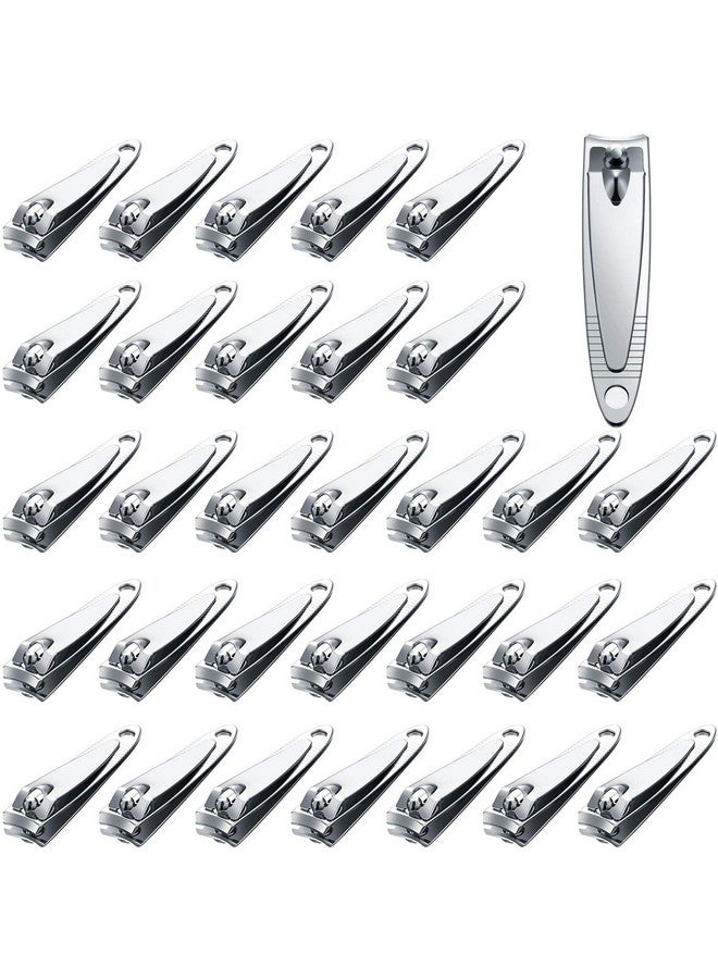 32 Pieces Stainless Steel Fingernail Nail Clipper Bulk Silver Toenail Clippers Cutter Set Portable Fingernail Clipper