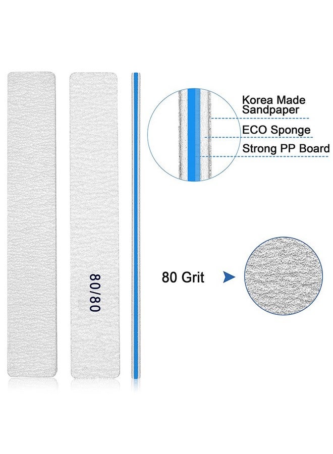 Nail File For Acrylic Nails 12Pcs 8080 Grit Files Emery Boards Jumbo Washable Thick Professional Square Nail File Manicure Tools For Nail Tech