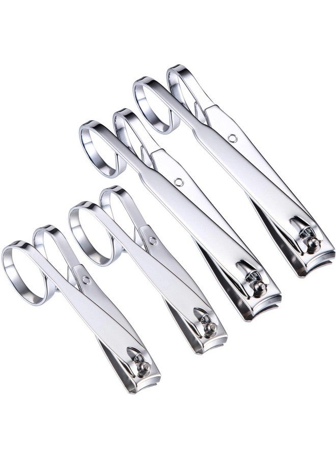 4 Pack Ez Grip Nail Clipper Set Ez Grip Nail Clipper Edge Fingernail And Toenail Clipper Cutters Set Sharp Stainless Steel Blade Toenail Clippers Long Handle For Men Women