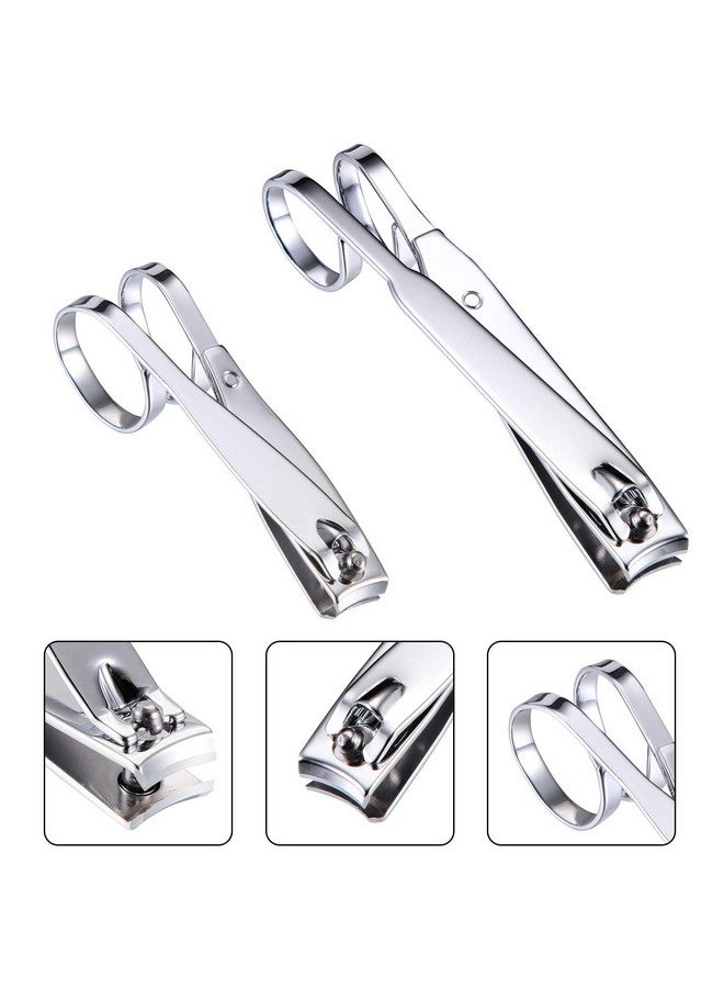 4 Pack Ez Grip Nail Clipper Set Ez Grip Nail Clipper Edge Fingernail And Toenail Clipper Cutters Set Sharp Stainless Steel Blade Toenail Clippers Long Handle For Men Women