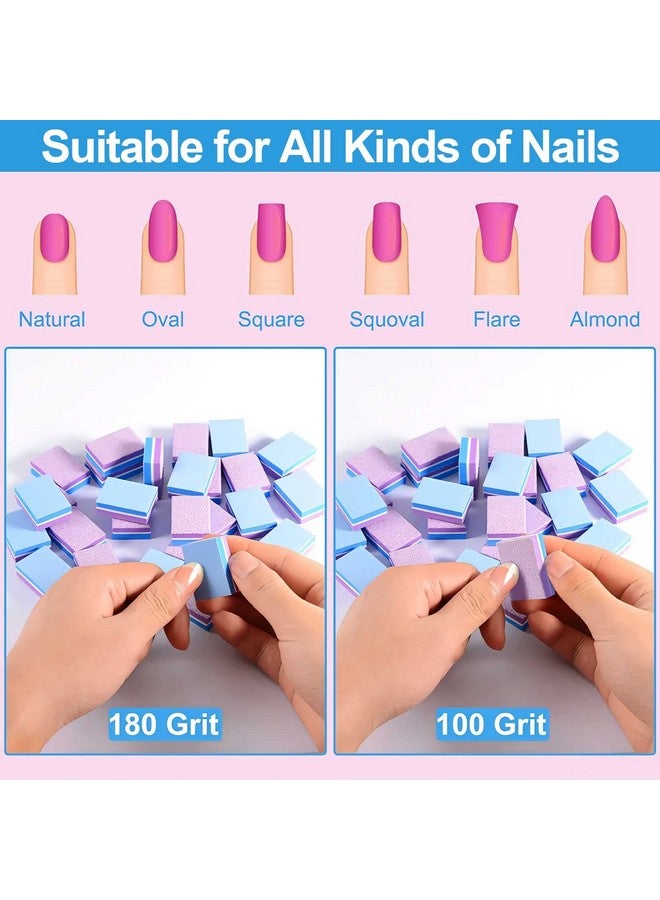 Buffing Block, Doublesided Nail Buffing Block, Colorful Sponge Nail Polish Sanding Buffer Strips Nail File Blocks Manicure Tools (Bluepurple)