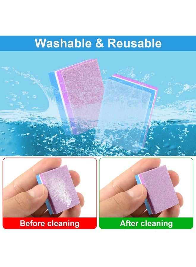 Buffing Block, Doublesided Nail Buffing Block, Colorful Sponge Nail Polish Sanding Buffer Strips Nail File Blocks Manicure Tools (Bluepurple)