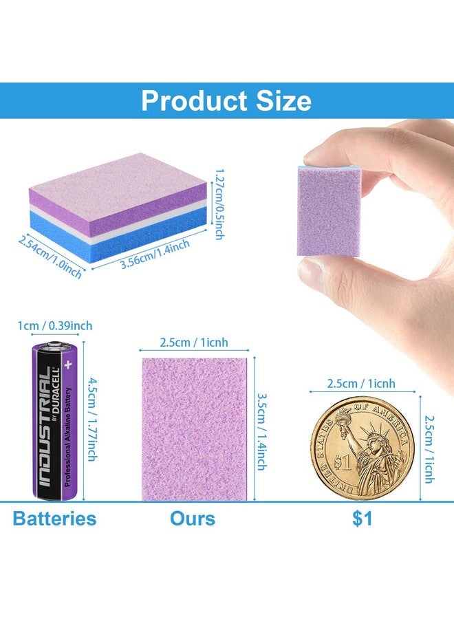 Buffing Block, Doublesided Nail Buffing Block, Colorful Sponge Nail Polish Sanding Buffer Strips Nail File Blocks Manicure Tools (Bluepurple)