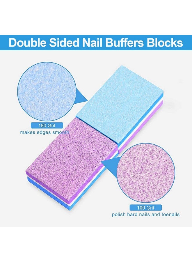 Buffing Block, Doublesided Nail Buffing Block, Colorful Sponge Nail Polish Sanding Buffer Strips Nail File Blocks Manicure Tools (Bluepurple)
