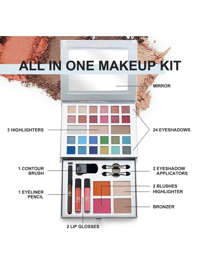 Allinone Makeup Kit Perfect For Women, Teens, And Beginners! Unlock Endless Possibilities With 24 Gorgeous Shades Of Matte And Shimmer Eyeshadow, Highly Pigmented Lip Glosses, Eyeliner