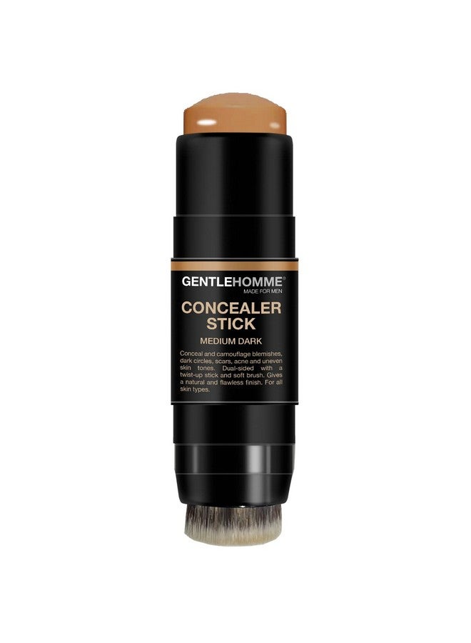 Concealer Stick With Brush For Men Eraser Dark Circles Men’S Multiuse Concealer Dual Sided Full Coverage Concealer Pen With Soft Brush Buildable Coverage Makeup All Skin Type (Medium Dark)