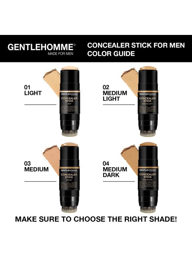 Concealer Stick With Brush For Men Eraser Dark Circles Men’S Multiuse Concealer Dual Sided Full Coverage Concealer Pen With Soft Brush Buildable Coverage Makeup All Skin Type (Medium Dark)