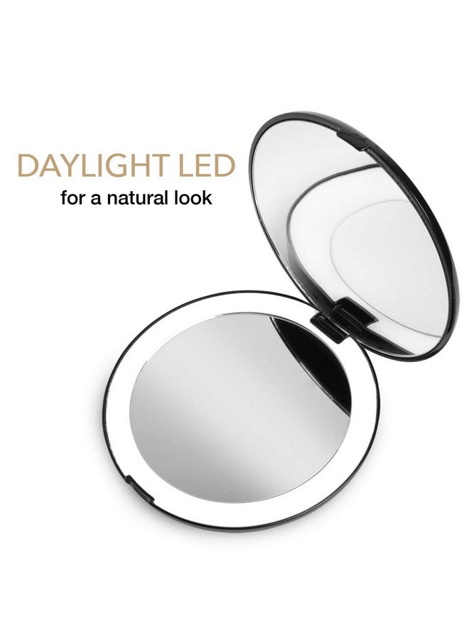 Led Lighted Travel Makeup Mirror, 1X/10X Magnification Daylight Led, Compact, Portable, Large 5” Wide Illuminated Folding Mirror