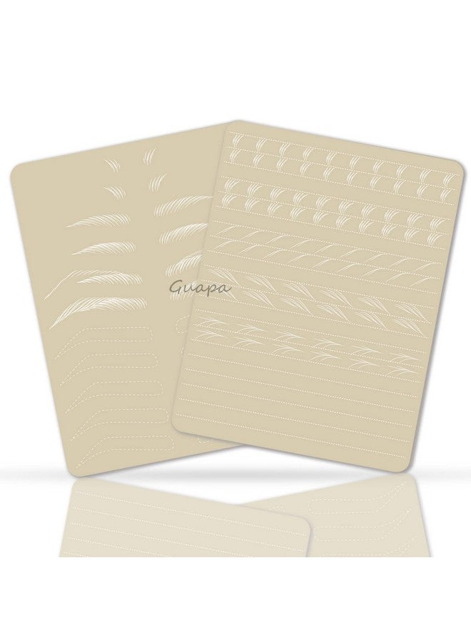 5Pcs Microblading Hair Strokes Practice Latex Strokes Practice Skin Double Sided Eyebrow Inkless Fake Skin Preprinted And Inkless (White Outlinehair Strokes)